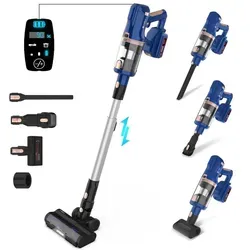UMLo V11 Blue Akku-Stabstaubsauger – 2-in-1-Handstaubsauger und Bodenreiniger mit HEPA-Filter, 300-W-Motor, 4000-mAh-Akku, LED-Display