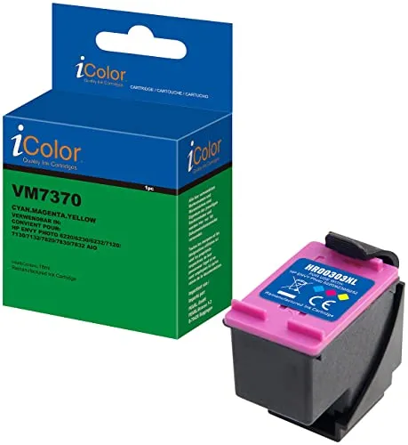 iColor Recycled/Rebuilt by Tango, HP: Recycled Tintenpatrone, ersetzt HP T6N03AE, 303, Cyan, Magenta, Yellow (Envy Photo 6232, Envy Inspire 7224 E, Original)