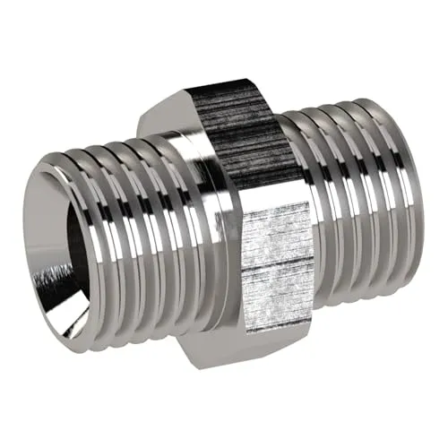 RIEGLER 111678-252 B/1-ES Doppelgewindenippel, G 1/8 a, G 3/8 a, SW 19, Edelstahl 1.4571, 1Stk