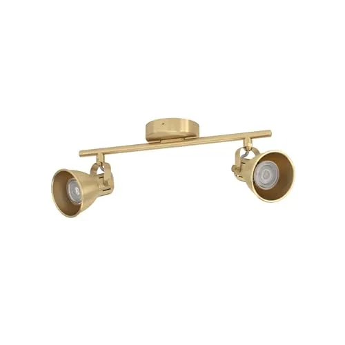 SERAS Spot LED-Deckenleuchte - 2 bewegliche Spots, messing-gebürstet, gold - Moderne Deckenlampe mit 2 GU10 LED-Spots, warmweißes Licht für entspannende Atmosphären. Ideal für Wohnzimmer, Küche oder Flur.