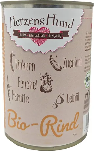 HerzensHund Bio-Rind mit Bio-Gemüse 400g mit Zucchini Karotte und Fenchel