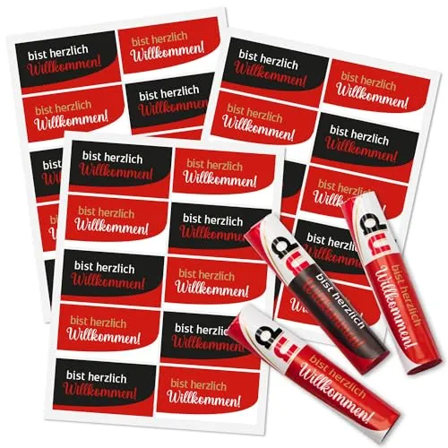 30er Aufkleber-Set Herzlich Willkommen I passend für Duplo Riegel I dv_1365