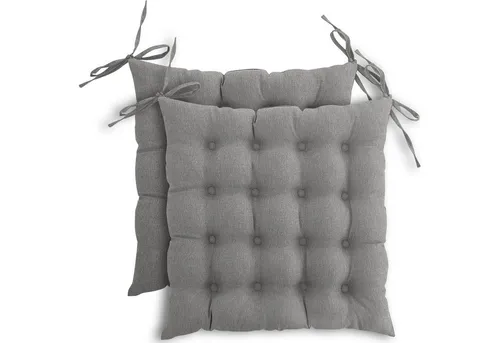 wometo Stuhlkissen Prime 40x40 2er Set, OEKO-TEX®, Sitzkissen mit Steppung & Bändern