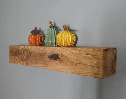 Rustikales Eichen Regal 50 cm – Handgefertigt und Geölt - Schweberegale aus massivem Eichenholz, einzigartig und langlebig. Ideal für individuelle Wohnraumgestaltungen, inklusive Aufhängungen für eine einfache Montage.