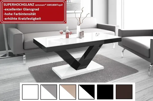 Design Couchtisch HV-888 Weiß / Schwarz Hochglanz in weiß von Design Impex