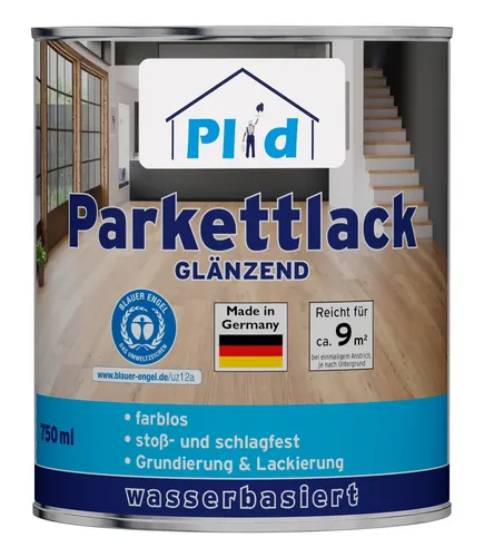 Parkettlack 0,75L Farblos Glänzend - Schnelltrocknender Holzlack - Ideal für Holzoberflächen, schnelltrocknend und ergiebig für ca. 12 m². Perfekt für einen glänzenden Schutz und einfache Anwendung.