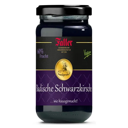 Faller Badische Schwarzkirsch-Konfitüre extra aus dem Schwarzwald mit 60% Frucht