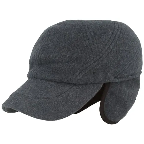 Breiter Winter Baseball Cap mit Teflon-Membran und Ohrenschutz - Hochwertige Baseball Cap für Herren, schützt optimal vor Nässe und Wind, mit ausklappbarem Ohrenschutz und weichem Innenfutter für angenehme Wärme.