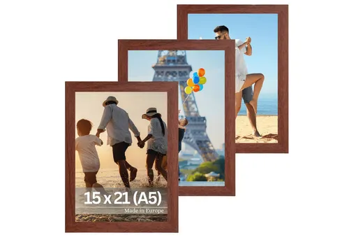 Victor (Zenith) Bilderrahmen Dix, Bilderrahmen Set Braun 15x20 cm (A5), Bilderrahmen Holz