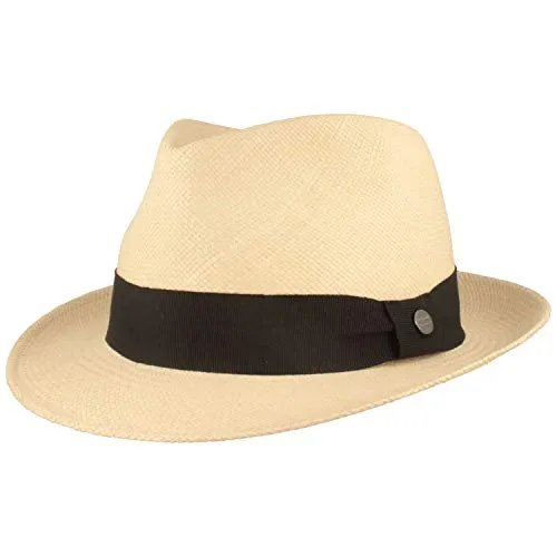 Breiter ORIGINAL Panama-Hut | Stroh-Hut | Sommer-Hut aus Ecuador – Schmaler Trilby - Handgeflochten, UV-Schutz, Bruchschutz - Natur (sz BD), M