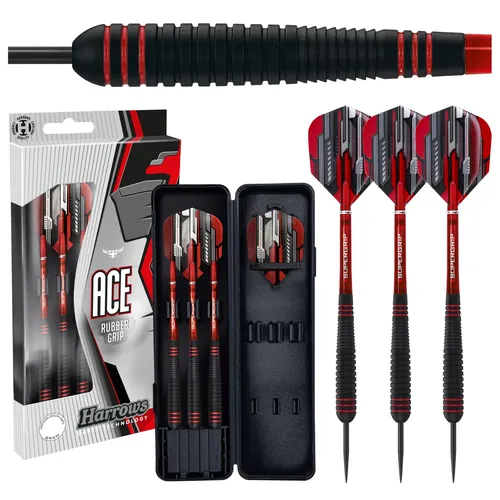 Ace Rubber Black Dartpfeile | Steeldarts-Set mit Tragetasche | 20g 22g 24g & ...