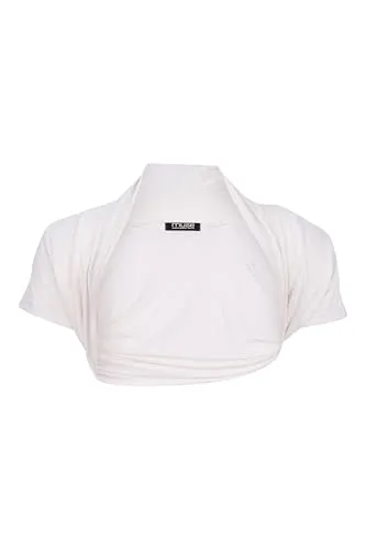 Easy Young Fashion Damen Bolero Jäckchen Kurzarm - elastisch & figurbetont - Basic Schulterjacke - weiche Open Front Jacke 3009 - (Weiß)