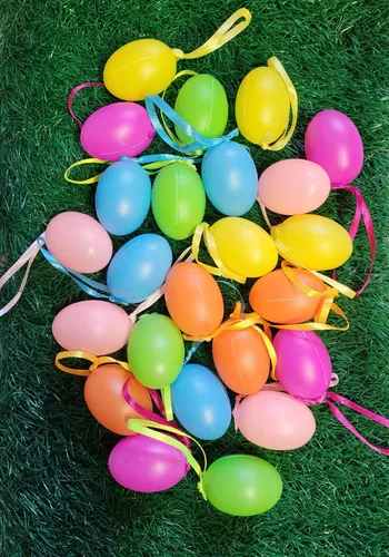 PLASTIK OSTEREIER BUNT hell**Plastikeier**Kunststoff*Ostern**24 Stück**4 cm**NEU