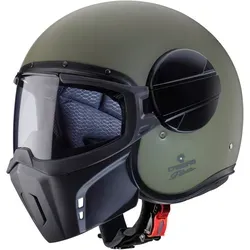 Caberg Ghost X Jethelm, grün, Größe L - Motorradhelm mit hochklappbarer und abnehmbarer Maske, ideal für Männer, die Flexibilität und Stil auf der Straße suchen.