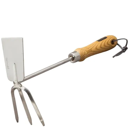 Doppelhäckchen Edelstahl mit Holzgriff 3Zinken SIENA GARDEN 950599446