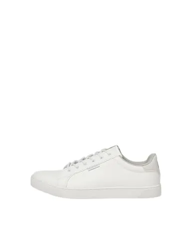 JACK & JONES Herren JFWTRENT PU Bright White 19 NOOS Sneaker - Herren-Sneaker in Weiß, stylisch und komfortabel mit einer flachen, weißen Gummisohle für optimalen Tragekomfort.
