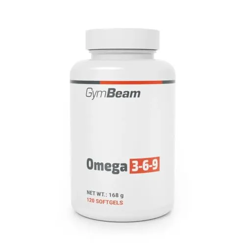 GymBeam Omega 3 6 9 mit Vitamin E angereichert, pro Tagesdosis Fischöl 800 mg, erhält Fisch-, Leinsamen- und Sonnenblumenöl, Leinöl-Kapseln, komplexe Quelle von Omega-3, Omega 6 und Omega 9 (120 caps)