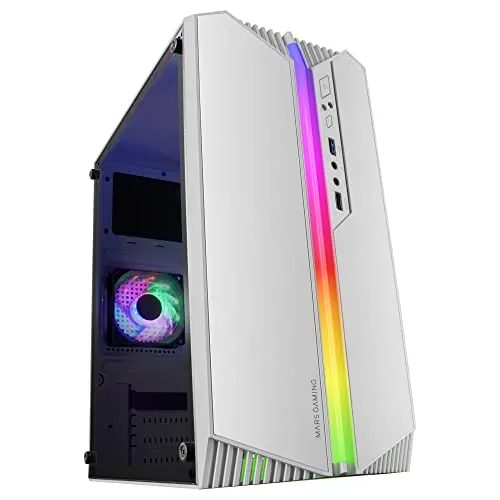 Mars Gaming MCS1W - Kompaktes PC Gehäuse für mATX und Mini-ITX - Multimedia PC Gehäuse, ideal für kompakte Builds mit hervorragender Belüftung und modernem Design.