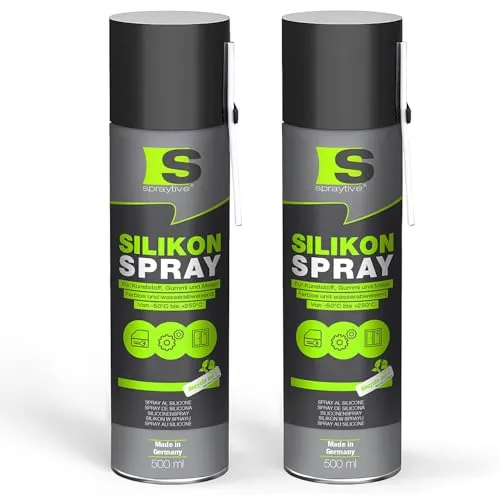 Spraytive 2 x 500ml Silikonspray - Schmiermittel & Gleitspray für Auto, Gummi, Kunststoff & Metall - Farblos, wasserabweisend, rückstandsfrei - von -50 °C bis +250 °C - Made in Germany