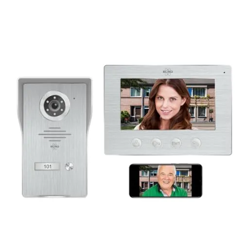 ELRO DV4000IP WiFi IP Video Türintercom - Camcorder mit 1080P Full HD Kamera und Nachtsicht, ermöglicht Ihnen jederzeit zu sehen, wer vor der Tür steht, dank Monitor und App.