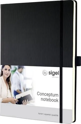 Sigel CONCEPTUM CO115 Notizbuch kariert Schwarz A4+ - Elegantes Notizbuch im Format A4+ mit 194 Seiten, stabiler Hardcover-Einband und praktischen Funktionen wie perforierten Blättern und Stiftschlaufe. Ideal für Business und privat, um Notizen stilvoll zu organisieren.