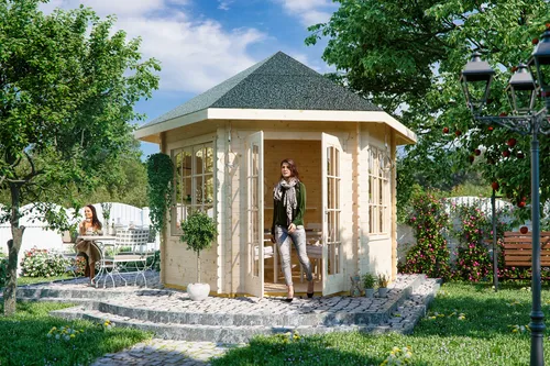 Skan Holz Gartenhaus BBH Madeira 2 Natur 350 cm x 303 cm von SKAN HOLZ