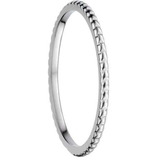 Bering Damen-Ring InnenRing Edelstahl Gr. 62 - 562-10-80 - Ringe für Damen, eleganter Edelstahlring in Kordel-Optik, hochwertiges Danish Design für stilbewusste Frauen