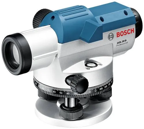 Bosch Nivelliergerät GOL 26 D, 360° für präzise Messungen - Messgeräte: Hochwertiges Nivelliergerät mit 26-facher Vergrößerung und 100m Arbeitsbereich. Inklusive Stativ, Messlatte und Koffer für exakte Positionierung und einfachen Transport.