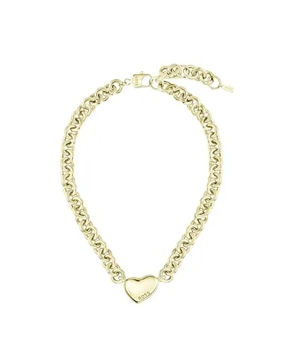 BOSS Jewelry Gliederhalskette HONEY LOVE mit Herz-Anhänger - Ketten für Damen: Elegante Gelbgold-Halskette mit herzförmigem Anhänger, ideal für besondere Anlässe und ein perfektes Geschenk, das Liebe symbolisiert.