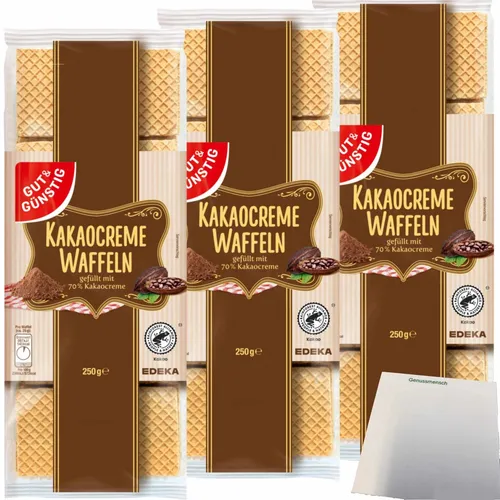 Gut&Günsting Schoko Waffeln 3er Pack 3x250g Packung usy Block