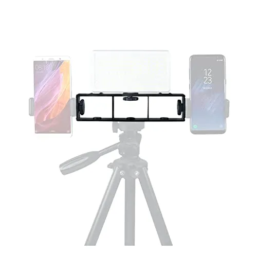 Instarter Halterungsschiene mit Mehreren Anschlüssen I parallele Nutzung von Kamera, LED Licht, Handy, Mikrofon an Stativ & Kamera I Befestigung an 3 universellen 1/4