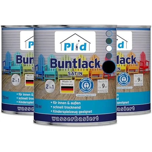 plid Acryl-Buntlack - Hochwertige Holzfarbe für Innen und Außen - Buntlacke für maßhaltige Holzbauteile und Metall, kindgerecht gemäß DIN EN 71.3, ideal für langlebige und farbintensive Anstriche.