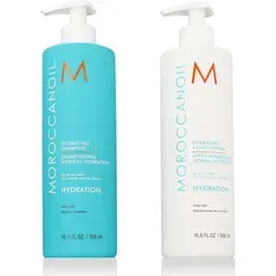 Moroccanoil Hydratisierendes Shampoo & Spülung, 1000 ml - Pflege für trockenes Haar mit feuchtigkeitsspendender Formel. Ideal für die tägliche Anwendung, sorgt für geschmeidige und glänzende Haare.