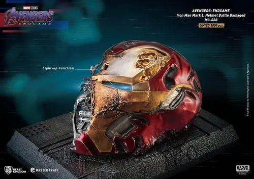 Avengers Endgame Statuette Meister Craft Iron Man Mark50 Helm Schlacht Damaged - Action- & Spielfiguren, detailgetreue Nachbildung des beschädigten Iron Man Helms aus Avengers Endgame für Sammler und Fans.