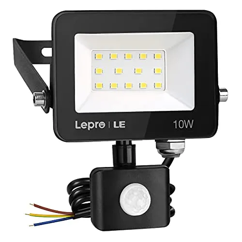 Lepro 10W LED Strahler mit Bewegungsmelder Außen, 850LM Außenstrahler 5000K Kaltweiß Superhell Scheinwerfer, IP65 Wasserdicht Fluter, Ideale Aussenleuchte für Garten, Innenhöfe, Garage, Haus, Hotel