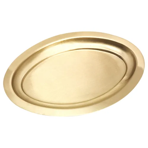 NKlaus Oval Kerzenteller 16x9,5cm aus Messing in Gold matt - Kerzenaccessoires: Ovaler Kerzenteller aus hochwertigem Messing, der Kerzen stabilisiert und Ihre Inneneinrichtung vor Brand- und Wachsflecken schützt.
