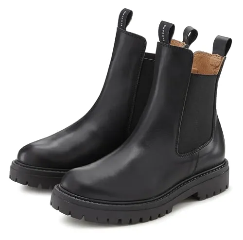 Stiefelette ELBSAND Damen Gr. 40 schwarz - Wanderschuhe aus 100% Rindsleder, casual Chelsea-Boots mit gepolsterter Innensohle für hohen Tragekomfort. Made in Spain und ein Topseller!