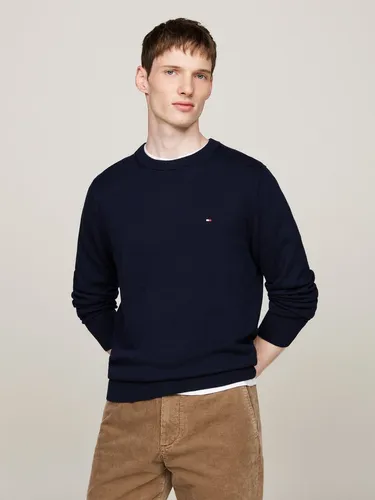 Tommy Hilfiger Rundhalspullover PIMA ORG CTN CASHMERE CREW NECK blau XXXL (58) - Herren-Pullover aus 92% Baumwolle und 8% Kaschmir, ideal für einen lässigen Look und angenehm weich auf der Haut.