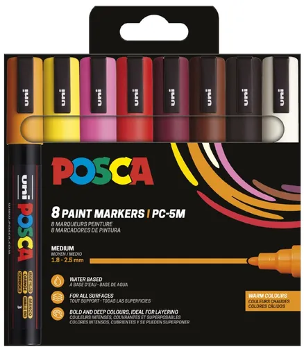POSCA Pigmentmarker PC-5M 8er Box in warmen Farben von POSCA
