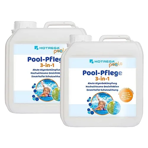 HOTREGA Pool-Pflege 3in1 Konzentrat, 2 Liter - Chlorbasierte Poolpflege für effektive Algenbekämpfung, Desinfektion & langfristigen Schutz - ideal für kristallklares Wasser.