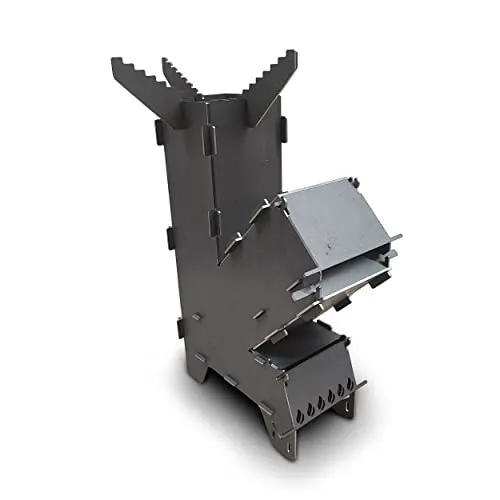 mocisa Raketenofen | Universeller Notofen und Campingkocher - Dutch Oven mit vielseitigen Einsatzmöglichkeiten: Ideal zum Heizen, Kochen und Grillen im Freien. Kompakt, zerlegbar und perfekt für Camping oder Gartenpartys.