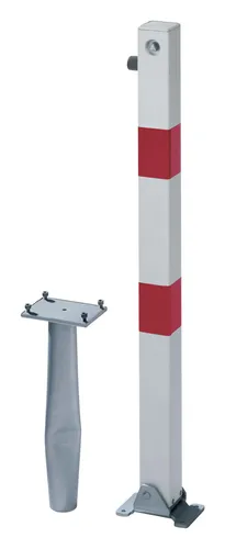 Gustav Alberts Absperrpfosten Klappy-BO 70 x 70 mm mit Zylinderschloss - Absperrpfosten zum Einbetonieren, ideal für sichere Absperrungen und mit hochwertigem Zylinderschloss für zusätzlichen Schutz.