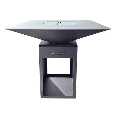 DreamGarden Grill Square Feuerplatte mit Grillrost Feuerschale Feuerkorb Grillplatte Feuerstelle Grillring schwarz Feuerplattengrill BBQ