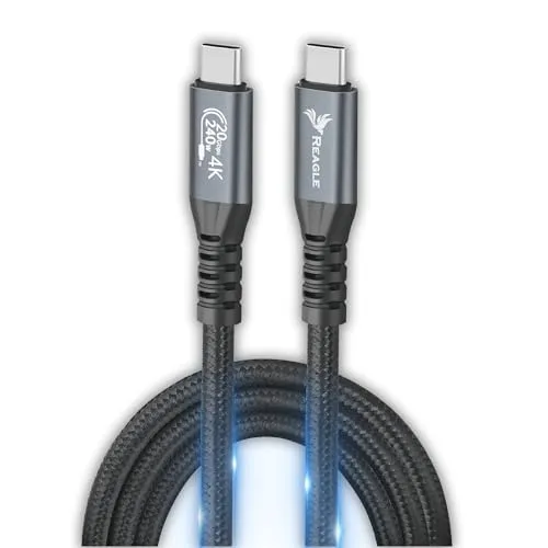 Reagle Kabel 3M, Kompatibel mit Meta Quest 3/3S, Quest 2/Pro, Pico 4, PC Steam VR Zubehör, USB-C 3.2 Gen 2x2, 20Gbps, 240W PD 3.1, 4K@144Hz, Schwarz