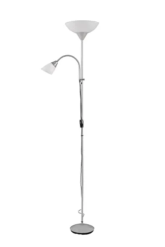 lightling Stehlampe Enzo mit Schnur- und Fußschalter, getrennt schaltbar, exkl. 1 x E27/E14 max. 150W/40W, Ø 28 cm, Höhe 180 cm, Metall, titanfarbig