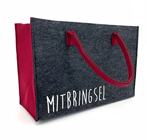 heimtexland Allzweck Filztasche Einkaufstasche Shopper Filz Tragetasche Einkaufskorb Aufbewahrung XL Tasche mit Henkel 30x45 robust langlebig Geschenkidee Typ717 Mitbringsel-Anthrazit 30x45 cm