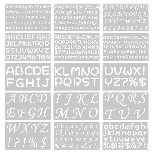 Produktbild Buchstaben Schablone 15 Stück Buchstabenschablonen Alphabet Schablonen Schriftschablonen Buchstabenschablone Zahlen Schablonen