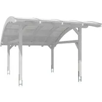 Skanholz Einzelcarport Schwaben, 434x630 cm - Robuster Carport aus hochwertigem Leimholz, ideal für den Schutz Ihres Fahrzeugs. Mit stabilen Polycarbonat-Doppelstegplatten für eine langlebige und witterungsbeständige Dacheindeckung.
