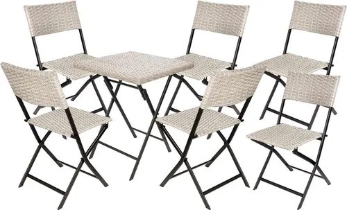 BRUBAKER Balkonset Lugano - Wetterfestes klappbares Polyrattan-Möbelset - Stylisches Balkonset Lugano: Wetterfest und klappbar, ideal für kleine Balkone. Mit robustem Metallgestell und langlebigem Polyrattan für entspannte Stunden im Freien.