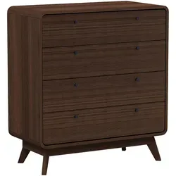 Mid.you Kommode Cassie, Braun, Walnuss, 4 Schubladen - Stylische Mid.you Kommode Cassie in Braun-Walnuss, aus robustem Holzwerkstoff. Mit 4 geräumigen Schubladen bietet sie viel Stauraum und ist ideal für Ihr Wohnzimmer. Maße: 80x88x39 cm, inklusive stabiler Füße.